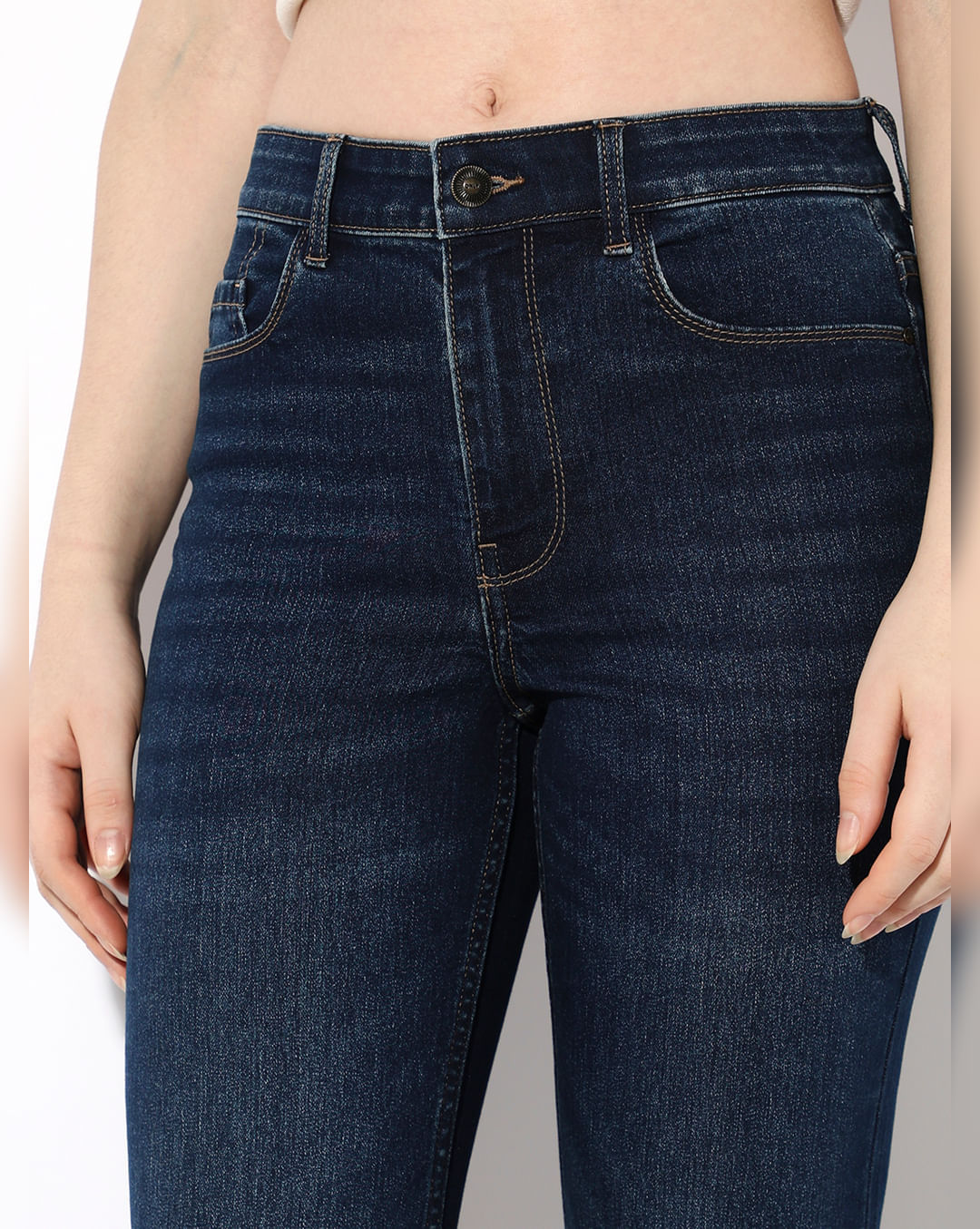 Dark Blue High Rise Flared Jeans