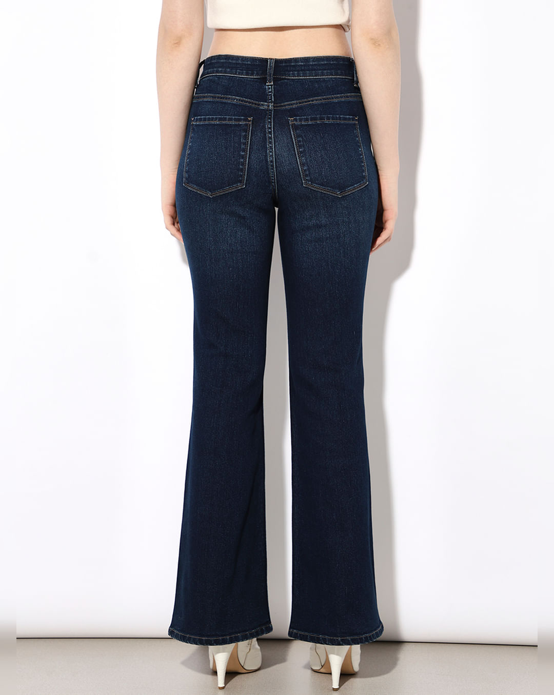 Dark Blue High Rise Flared Jeans