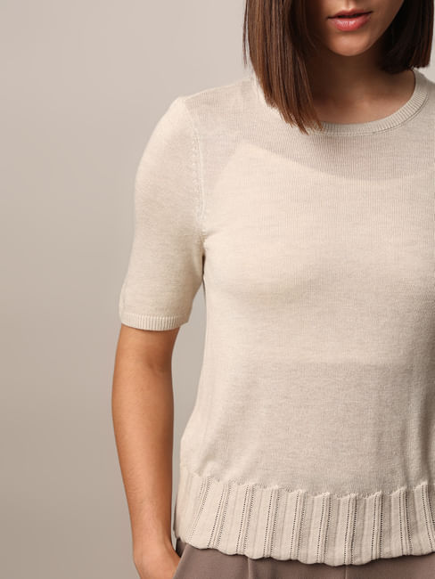 Beige Fine Knit Top