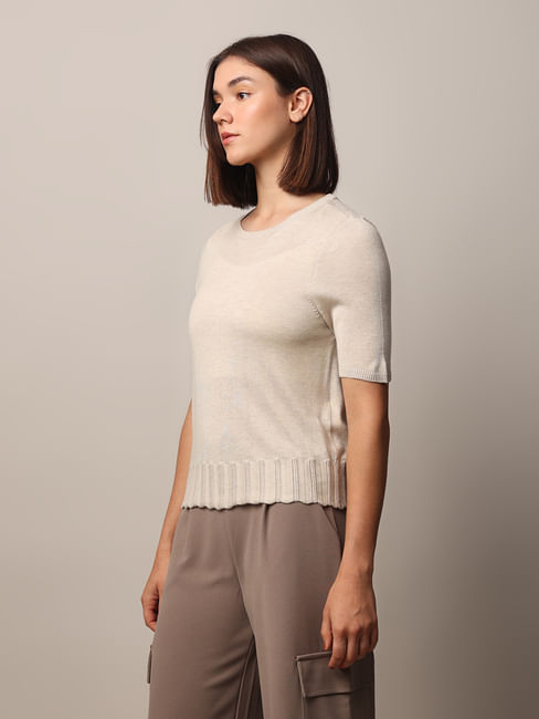 Beige Fine Knit Top