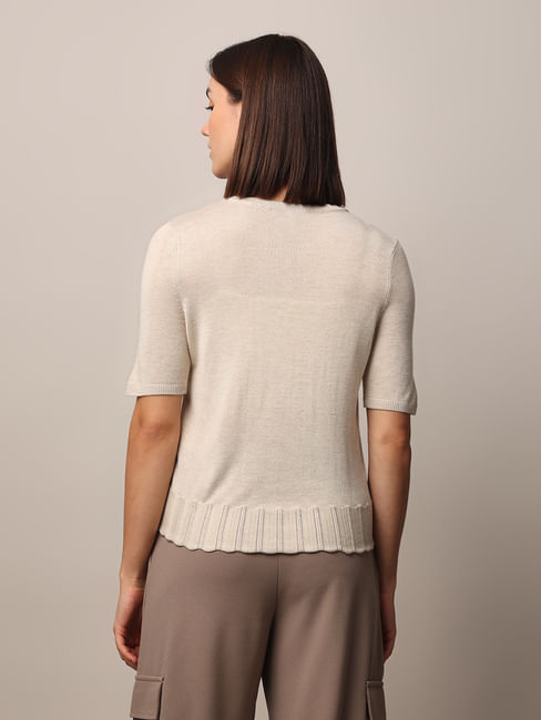 Beige Fine Knit Top