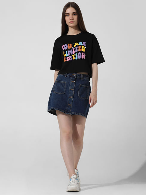 Black printed Boxy Fit T-shirt