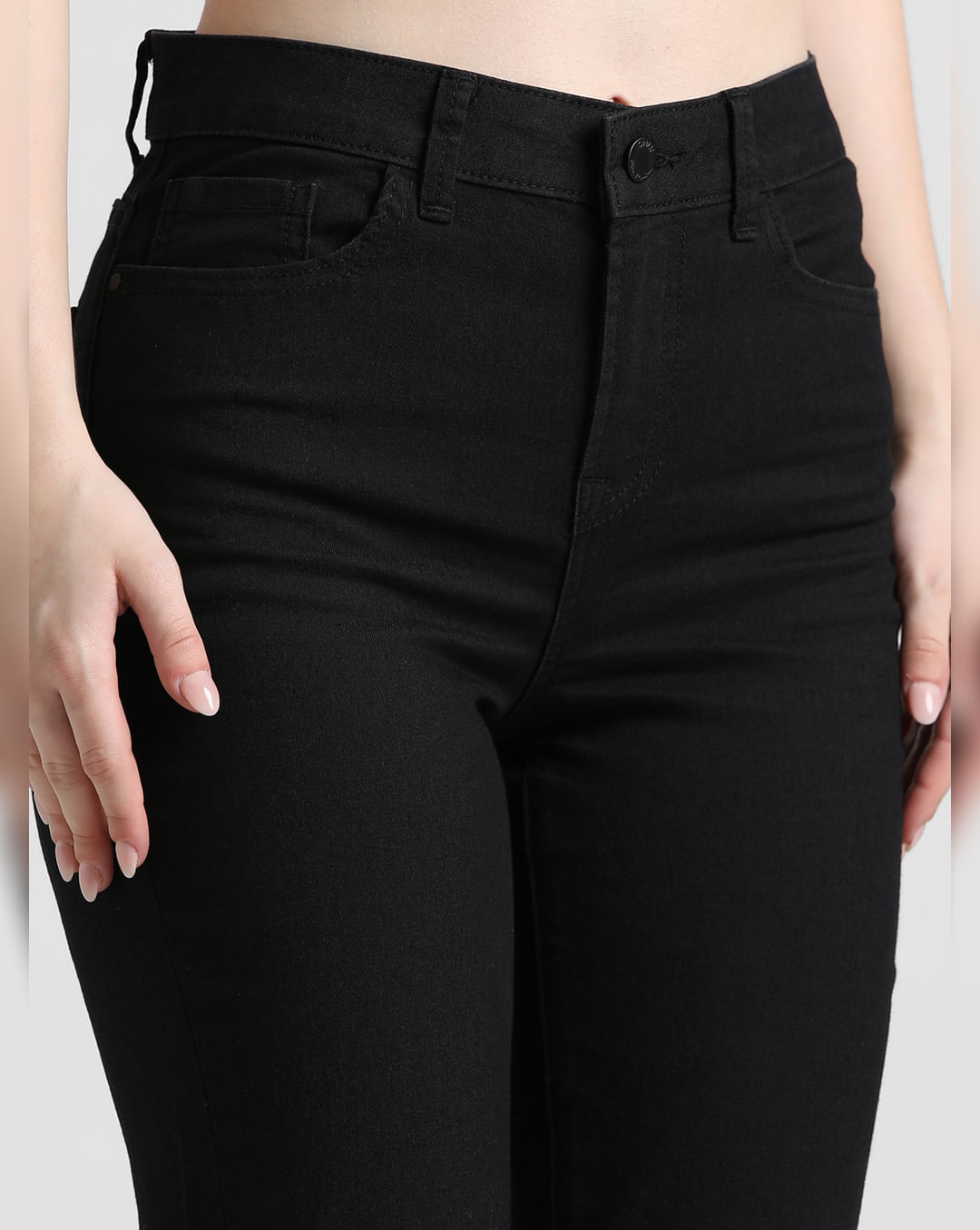 Black High Rise Flared Jeans