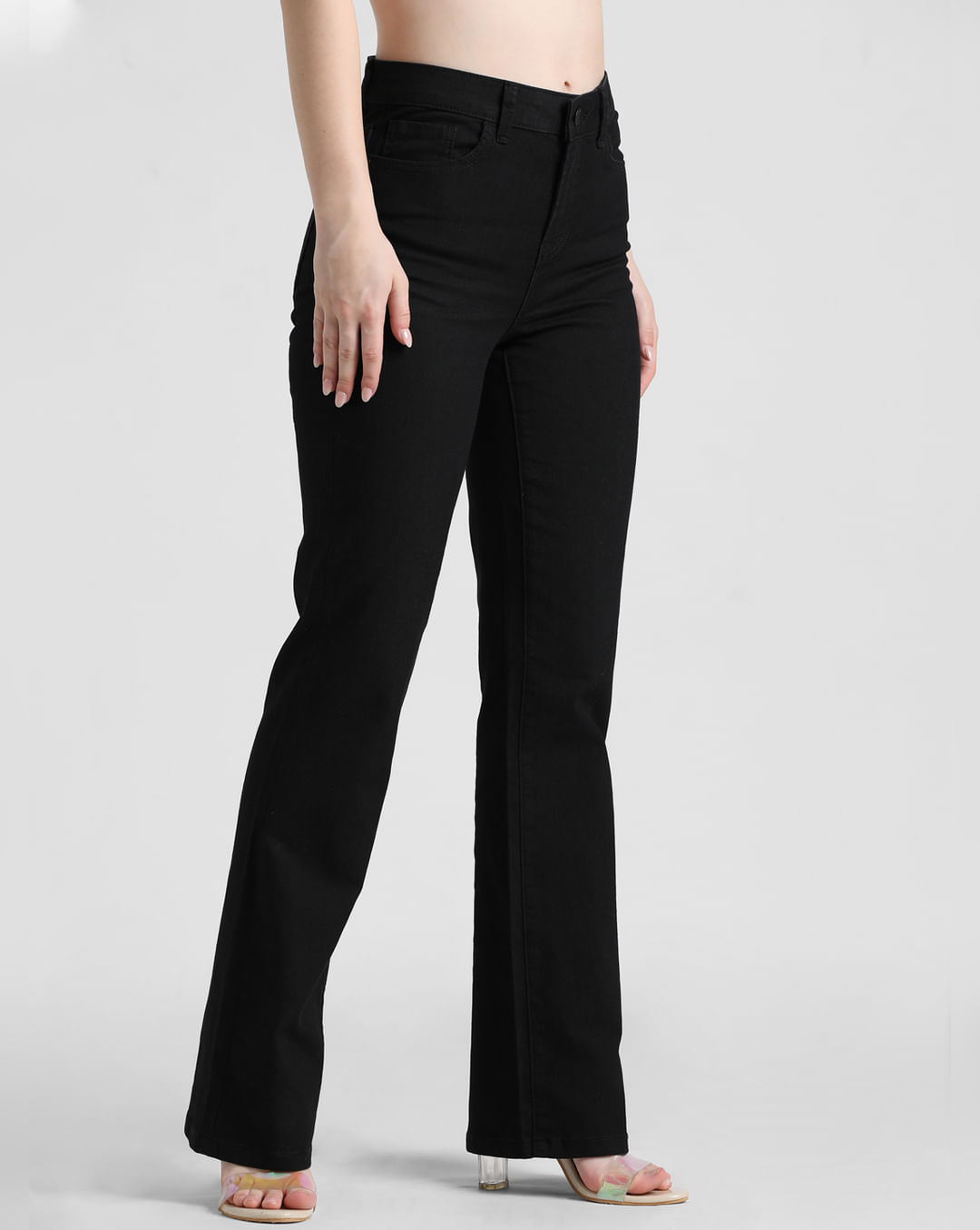 Black High Rise Flared Jeans