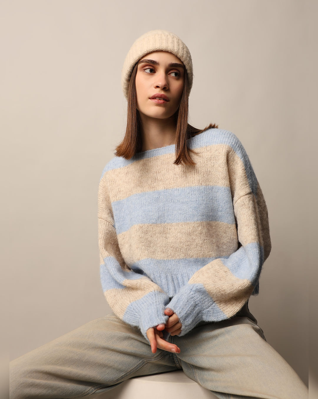 Multi-Colour Boatneck Pullover