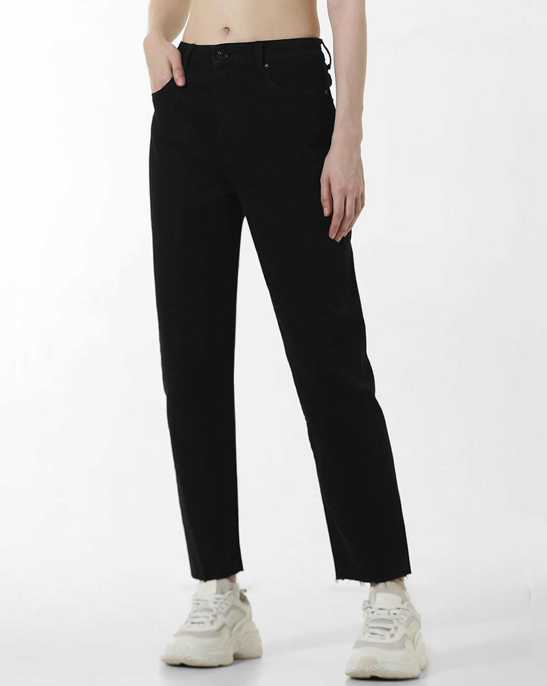 Black High Rise Erin Straight Fit Jeans