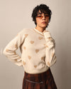 Beige Printed Jacquard Knit Pullover