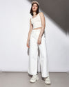 White Raw Edge Wide Leg Jeans