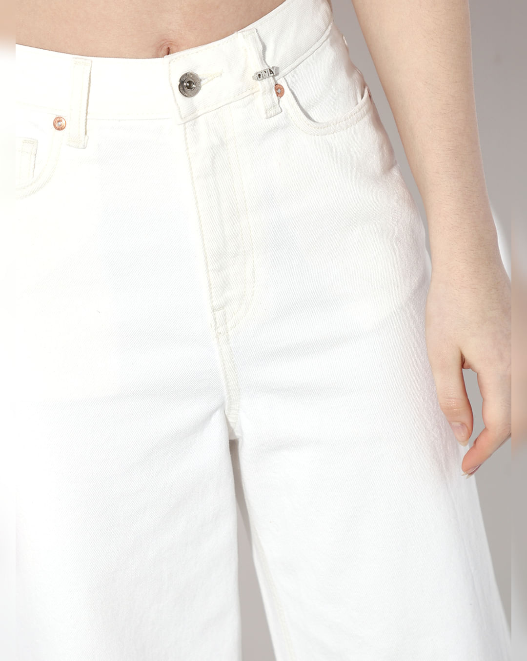 White Raw Edge Wide Leg Jeans