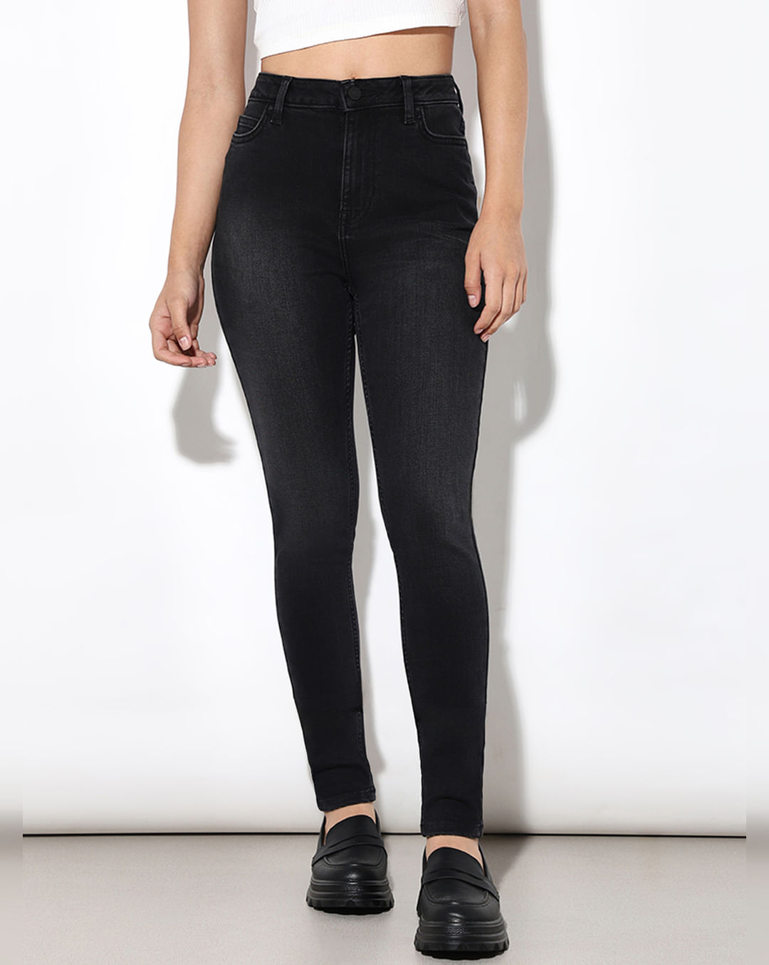 Black High Rise Piper Skinny Jeans