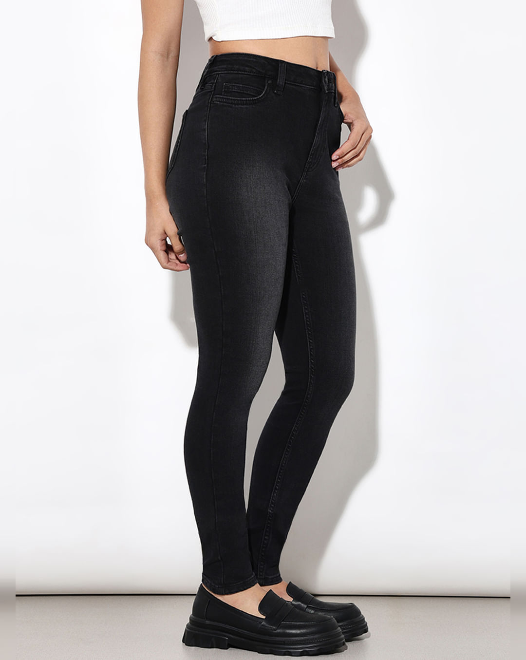 Black High Rise Piper Skinny Jeans