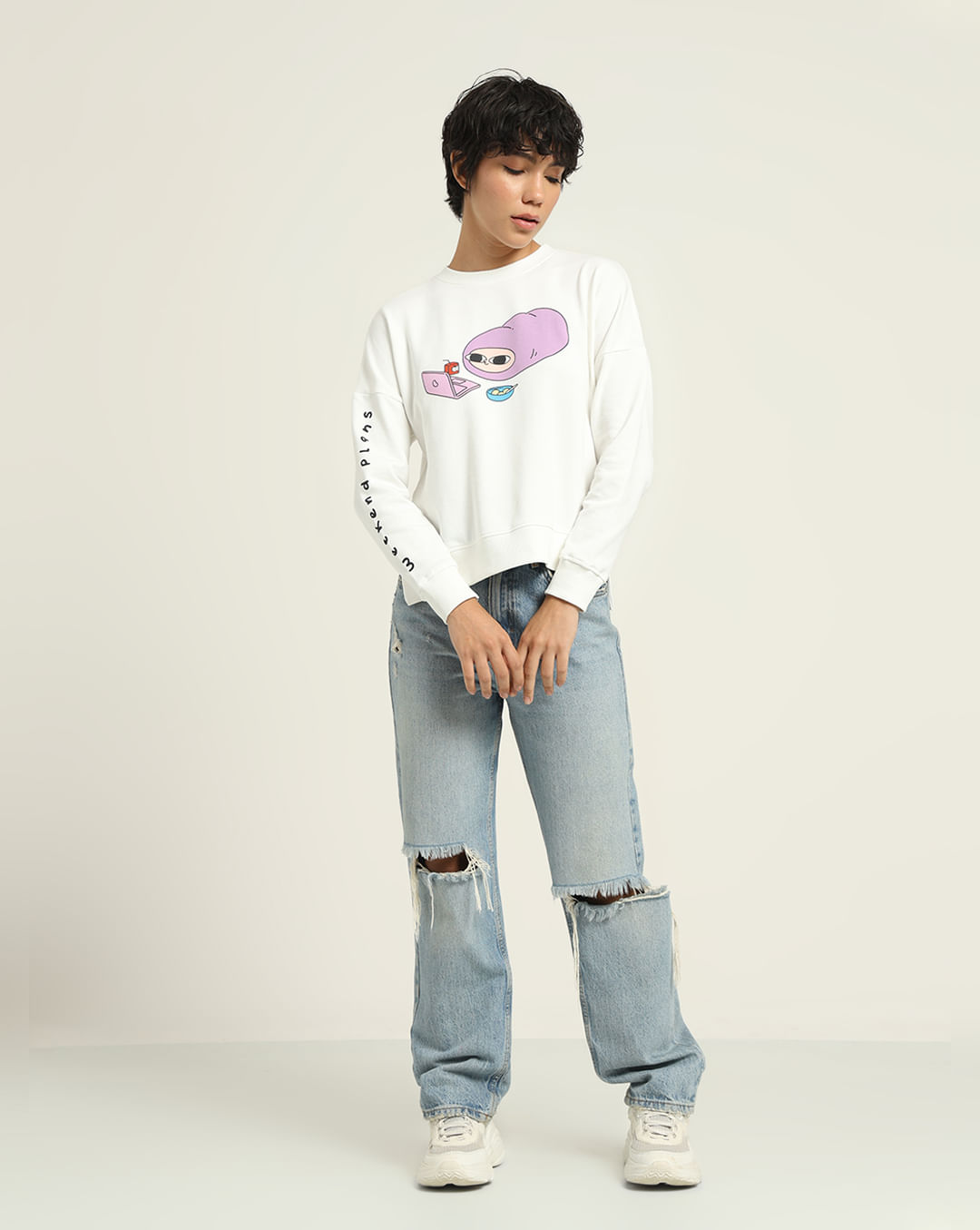 KETNIPZ White Printed Sweatshirt