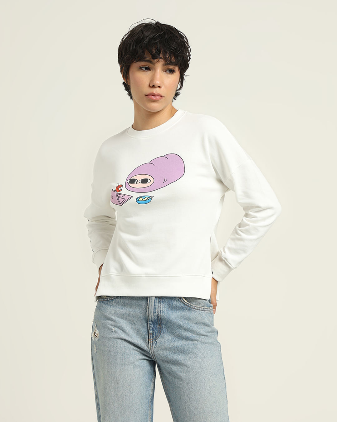 KETNIPZ White Printed Sweatshirt