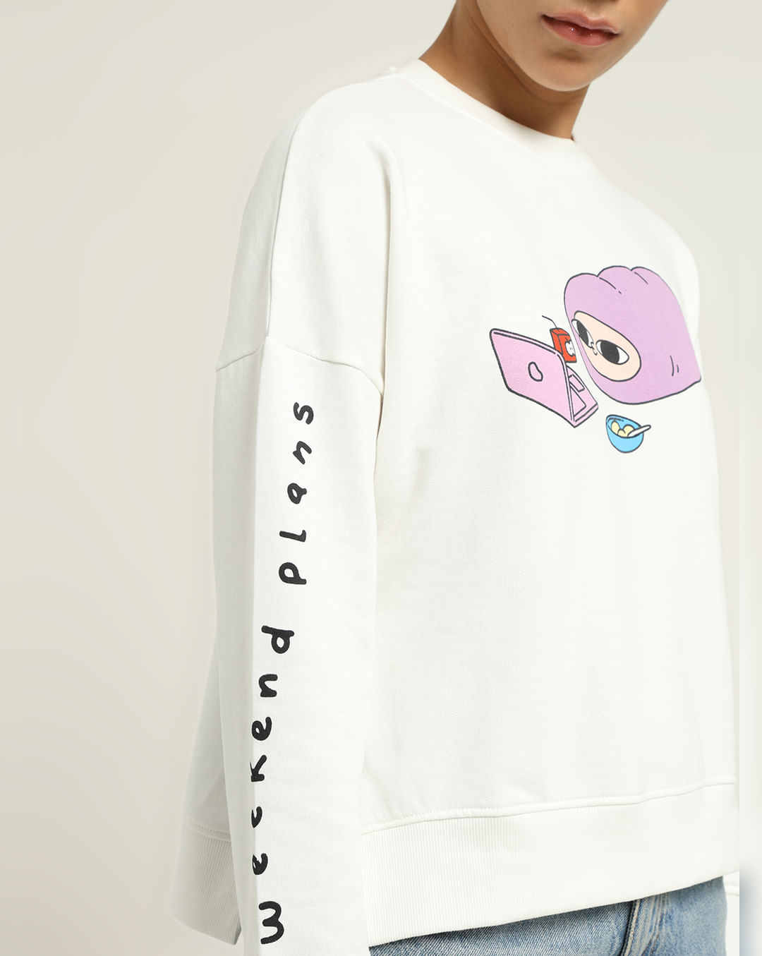 KETNIPZ White Printed Sweatshirt