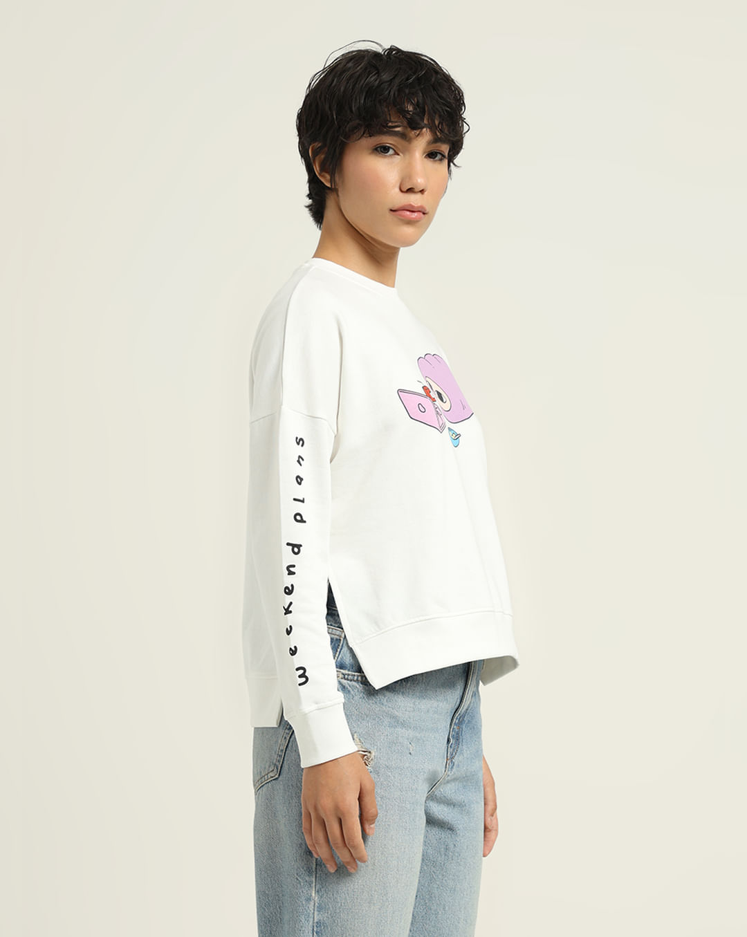 KETNIPZ White Printed Sweatshirt