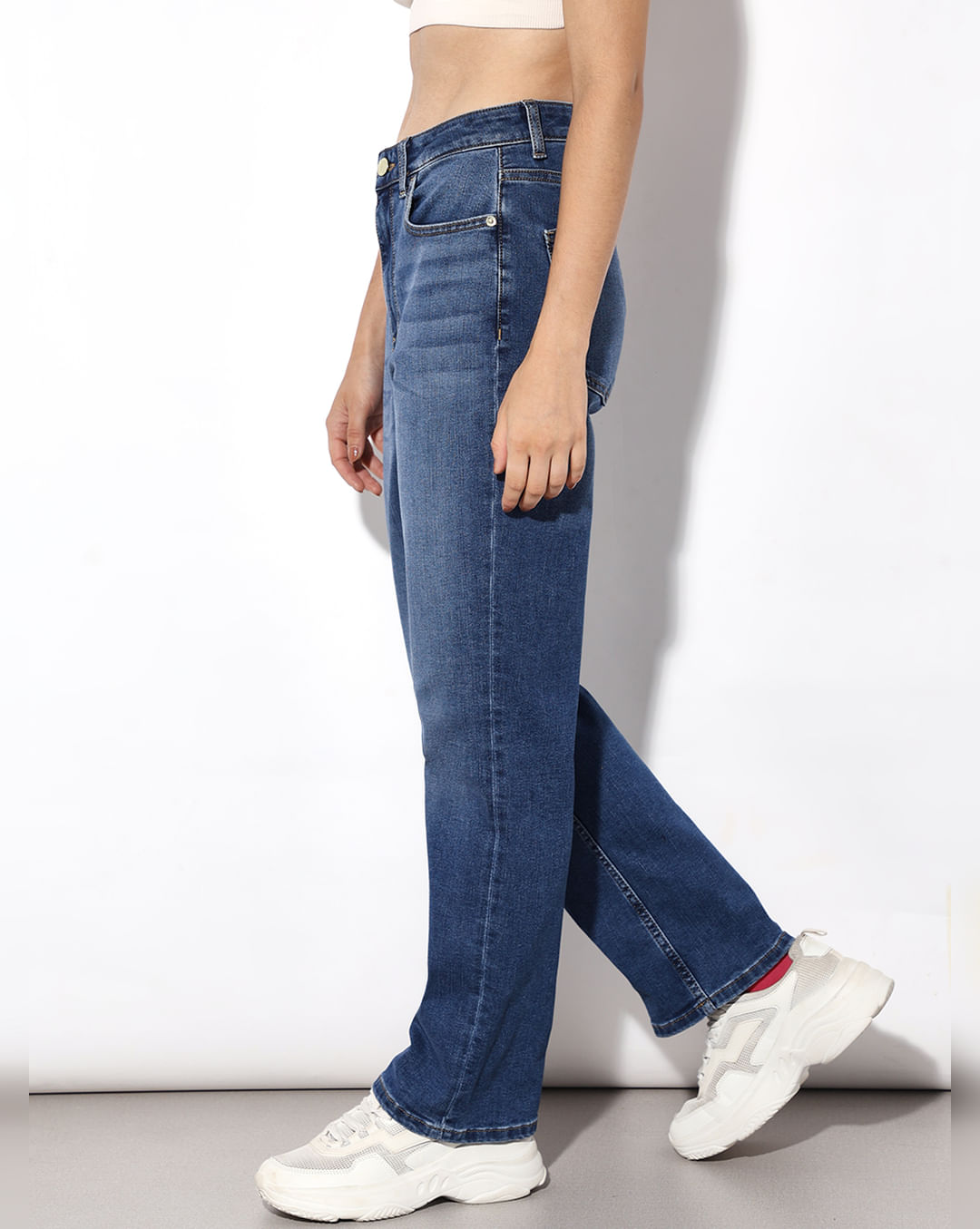 Blue High Rise Straight Fit Jeans