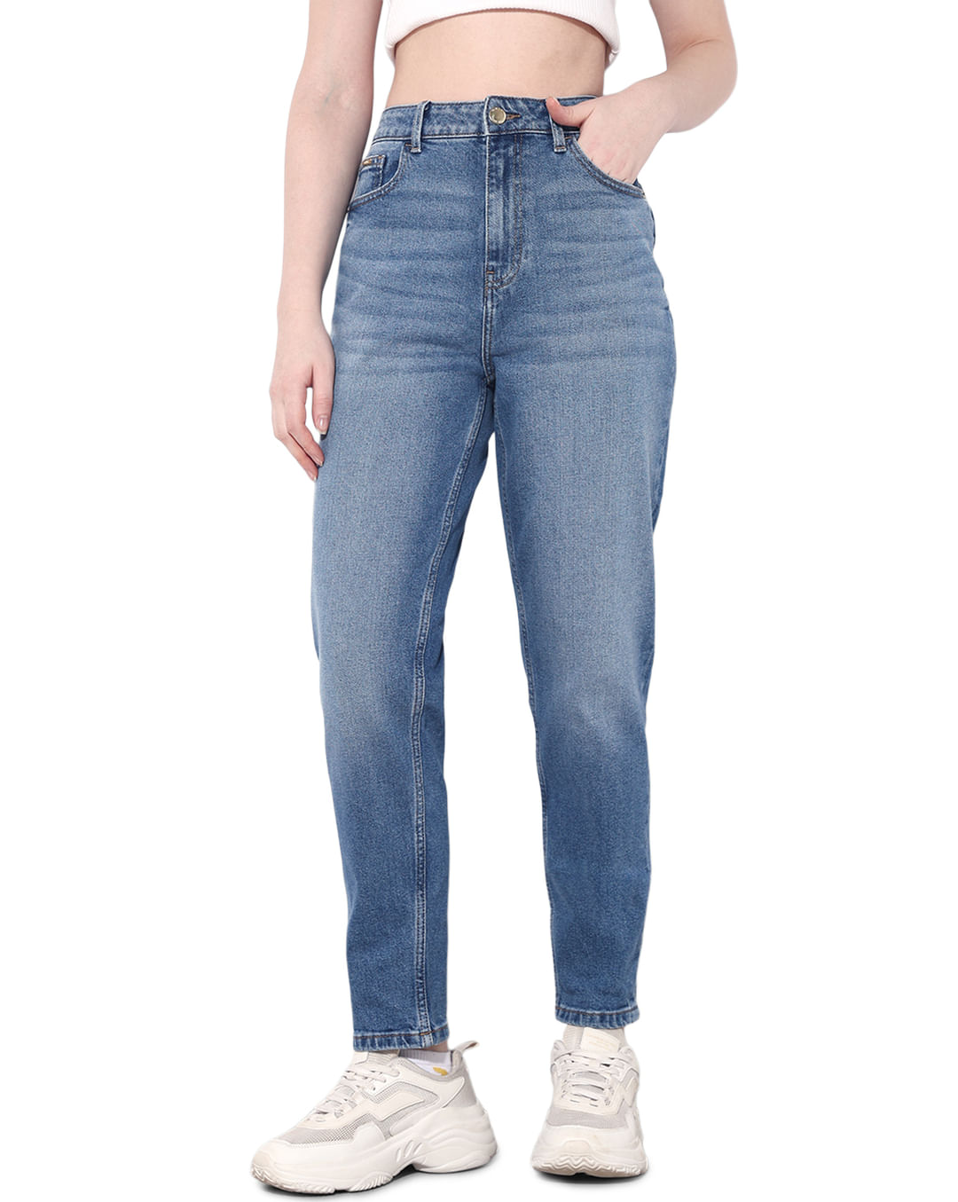 Light Blue High Rise Mom Jeans