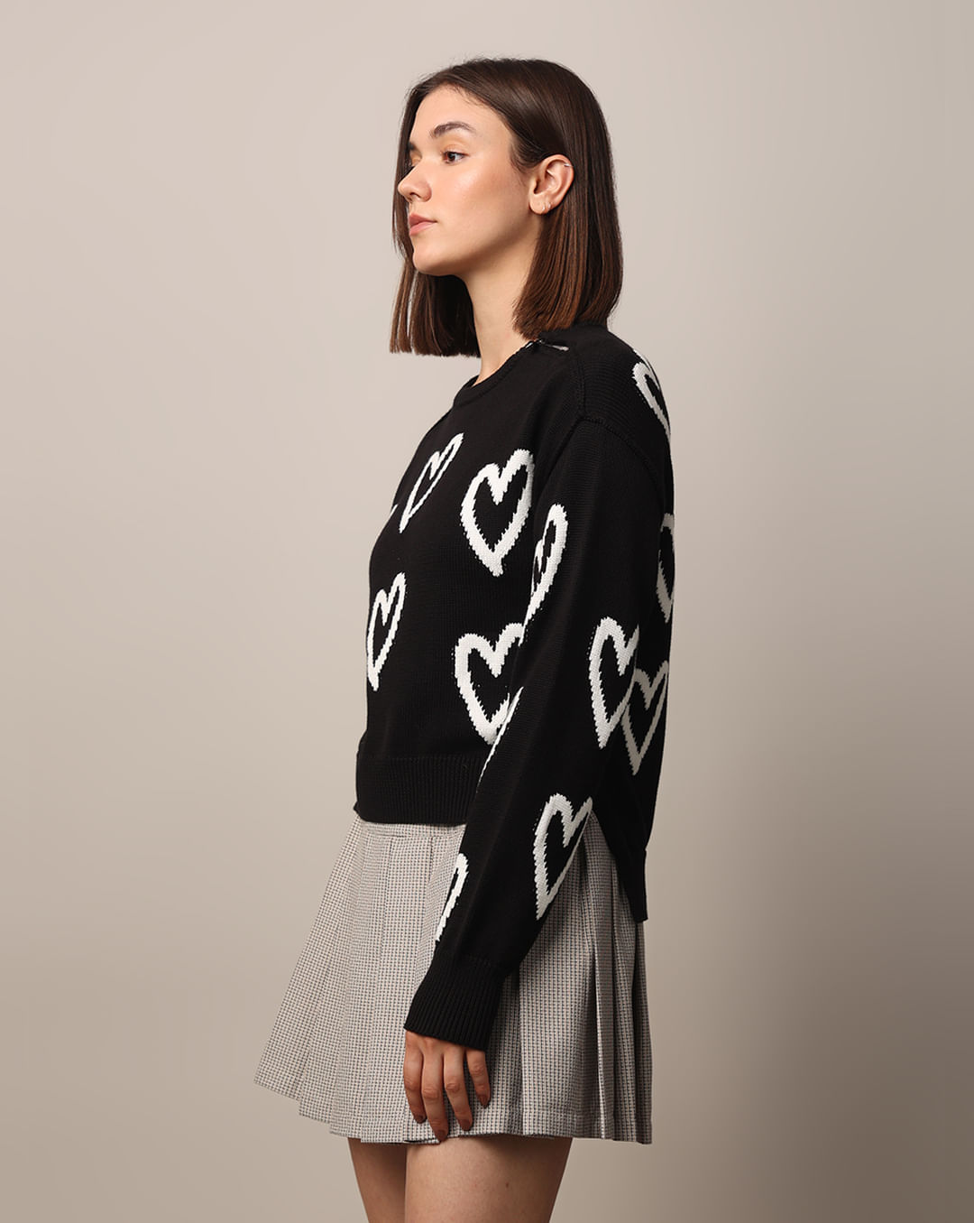 Black Printed Jacquard Pullover