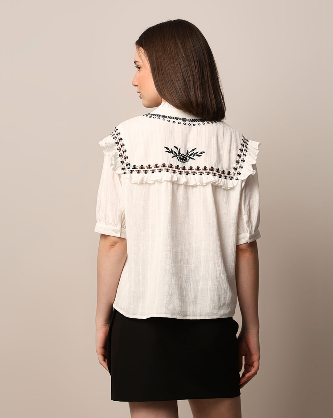 White Embroidered Cotton Top