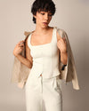 CREAM FRONT-BUTTON VEST TOP